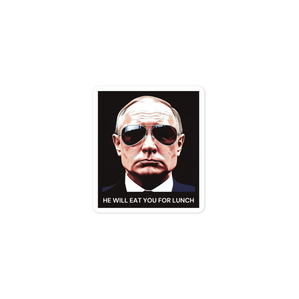 "He Will Eat You for Lunch" – Putin Sunglasses Sticker