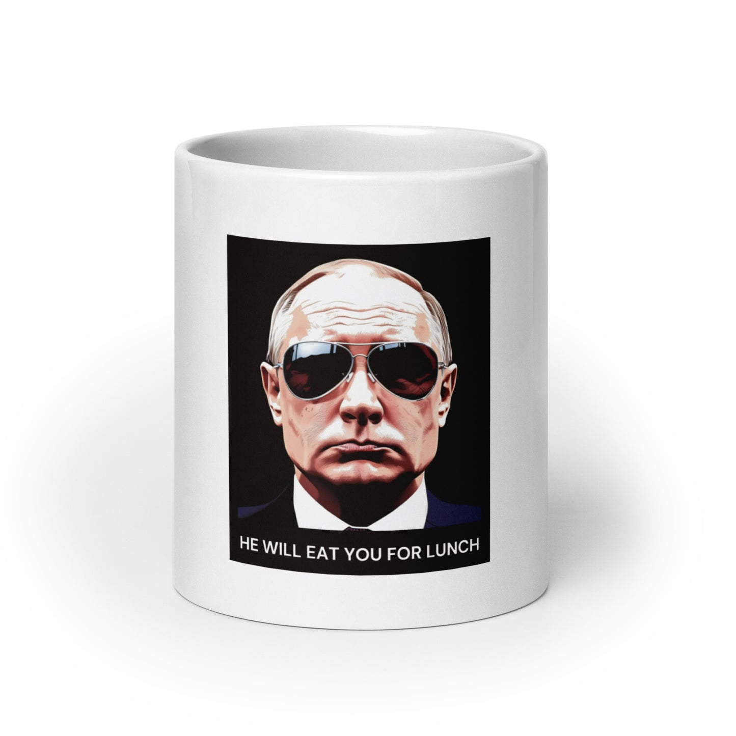 "He Will Eat You for Lunch" – Putin Sunglasses Mug